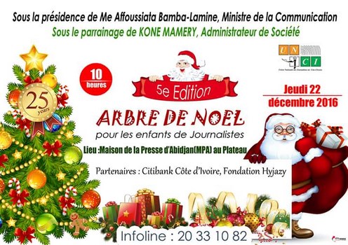 Côte d’Ivoire/communiqué UNJCI : l’arbre de noël des enfants de journaliste prévu le 22 décembre prochain