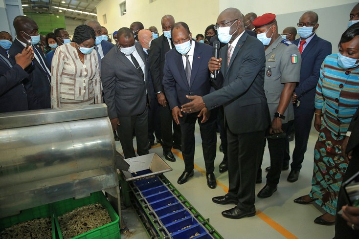 Conseil du coton et de l’anacarde : Alassane Ouattara inaugure un pôle technologique dédié à la transformation du cajou à Yamoussoukro