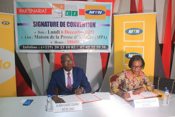 Economie Numérique : L'UNJCI et MTN Côte d’Ivoire signent une convention de partenariat d’une valeur de 7 millions de FCFA